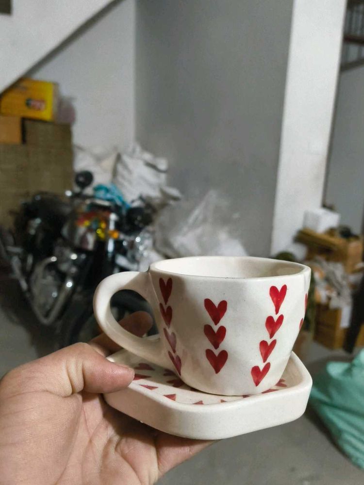 Heart Mug &amp; Saucer Set