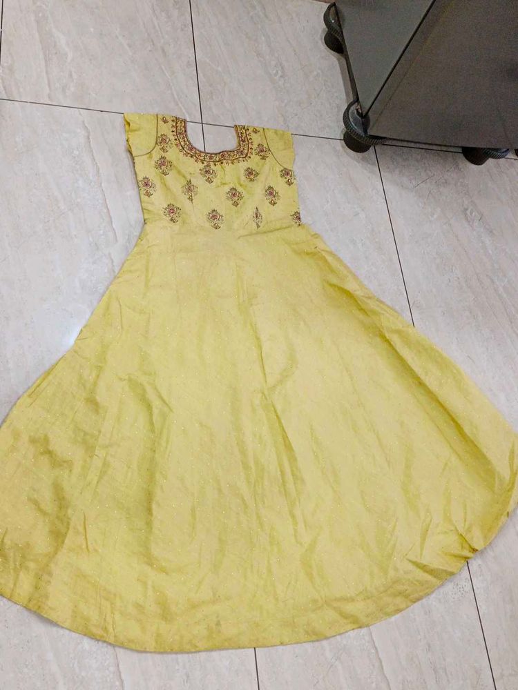 Yellow Embroidered Anarkali Dress