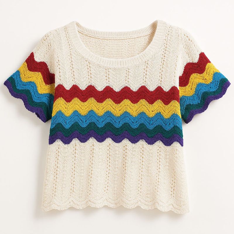 Rainbow Crochet Knit Top