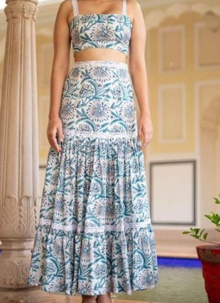 Floral Crop Top &amp; Maxi Skirt Set