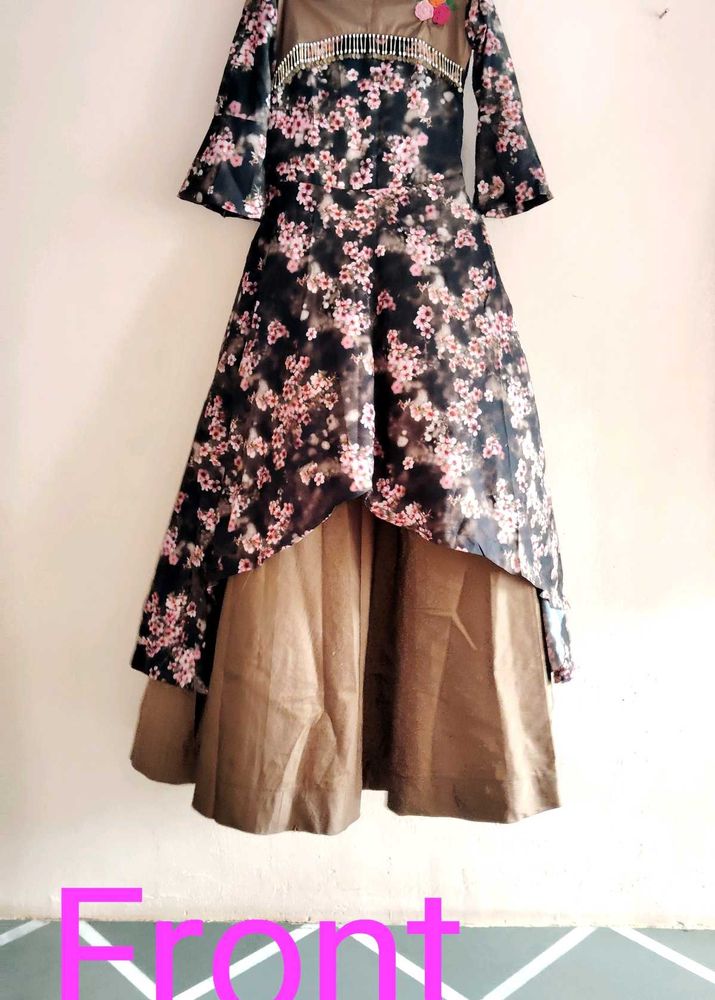 Floral Print Layered Gown