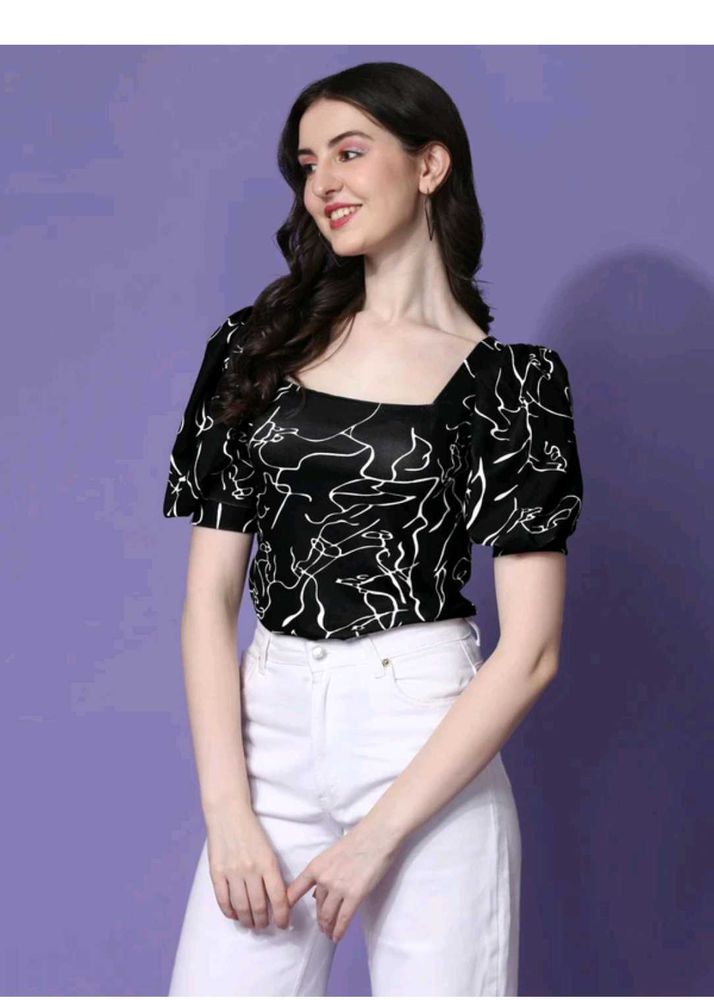 Stylish Black &amp; White Print Top