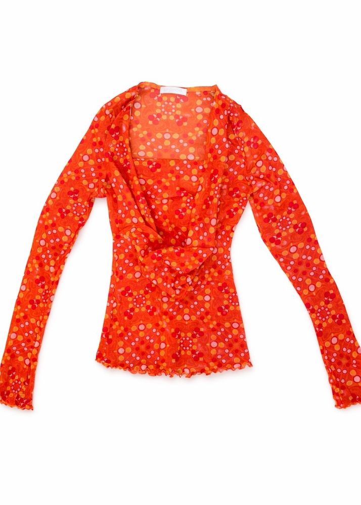 Orange cowl neck Printed Top