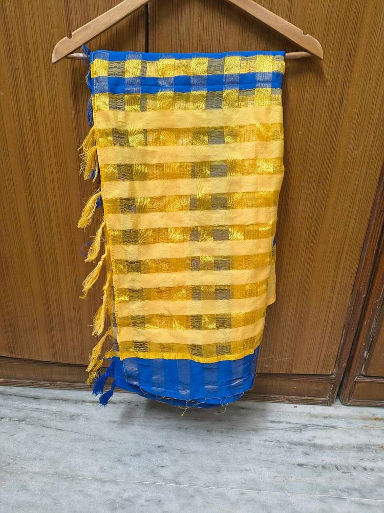 Elegant Blue &amp; Gold Sari