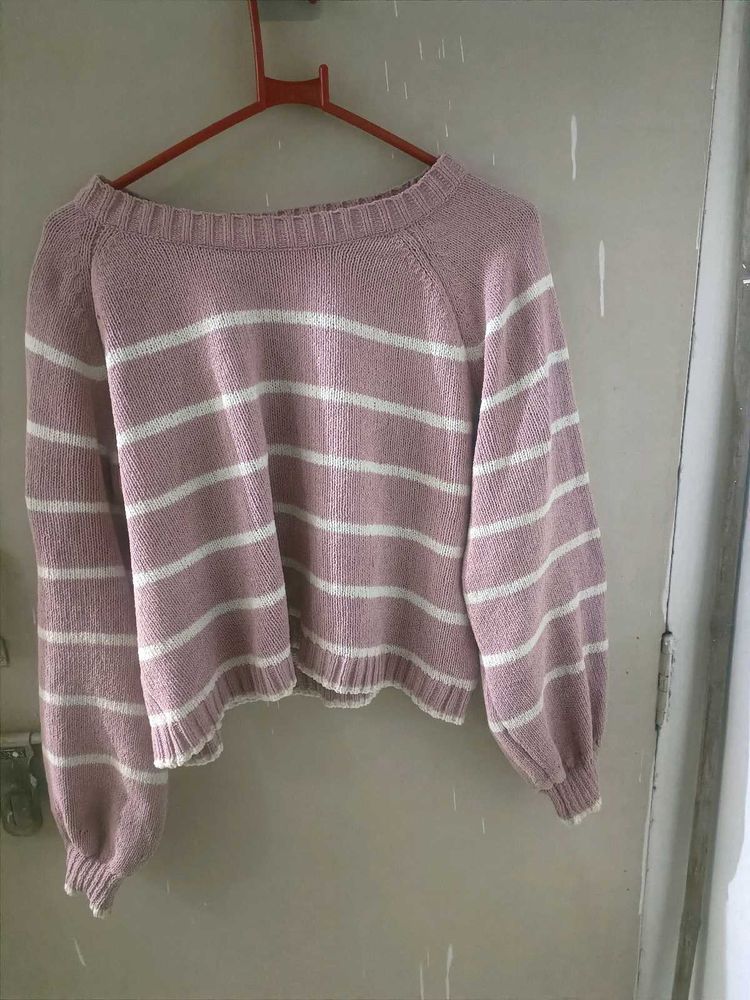 Striped Knit Cropped Sweater