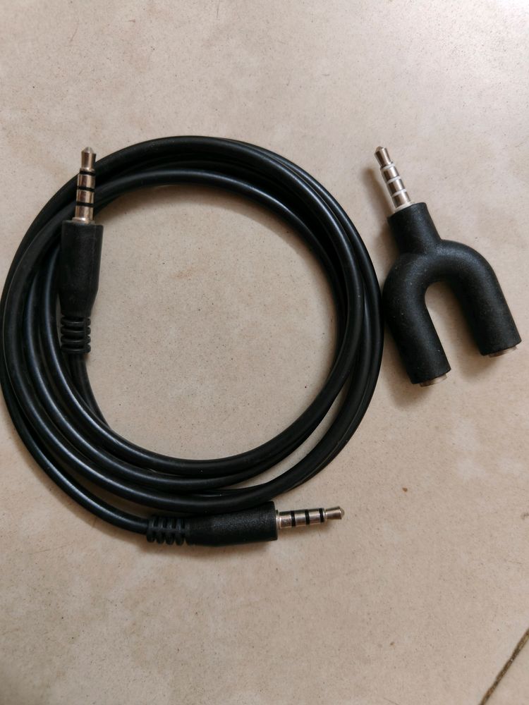 AUX Cable And Y Splitter For Headphones &amp; Mic