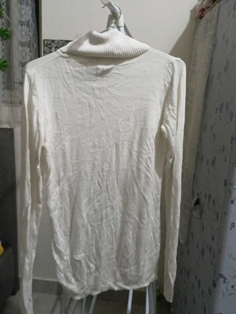 White Turtleneck Top