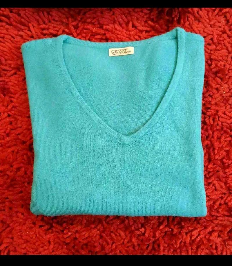 Teal V-Neck Sweater