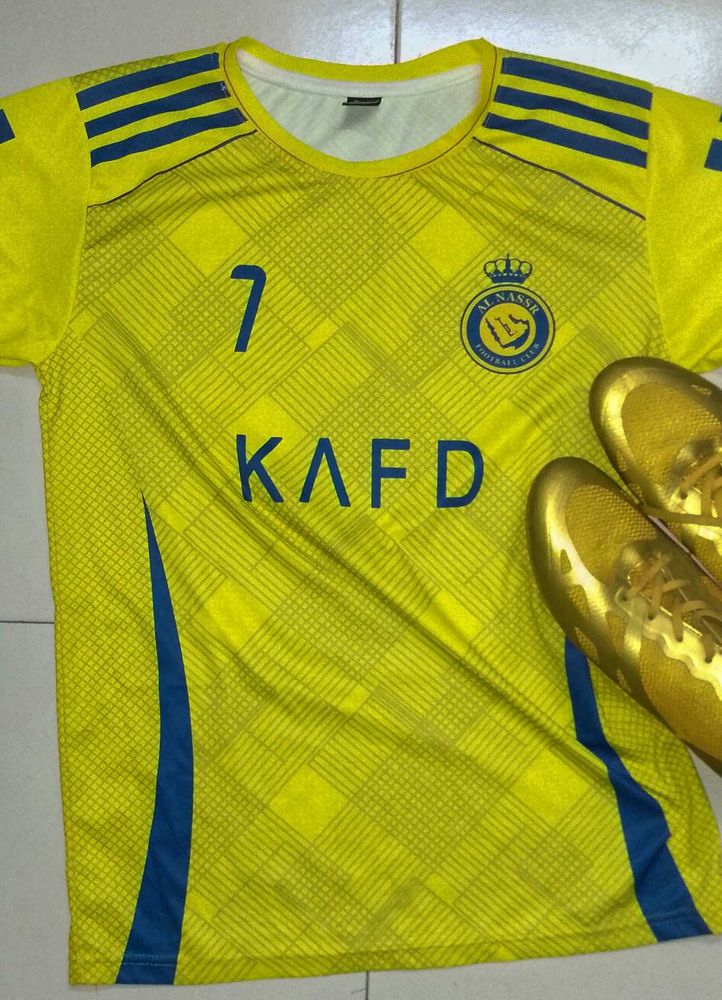 Al Nassr FC #7 Yellow Football Jersey with Boots
