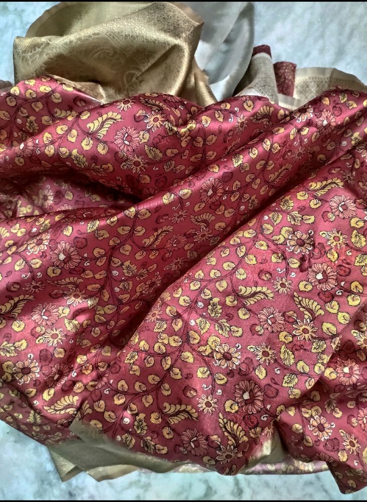 Rust Color Lichi Silk Saree