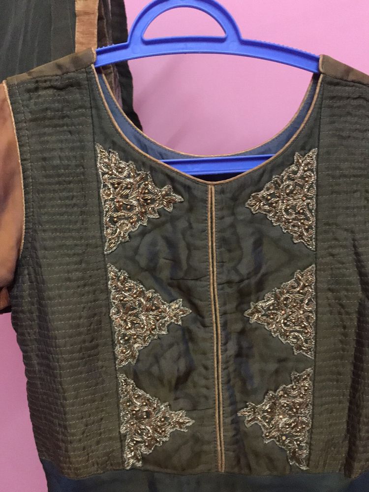 Double shade Anarkali with bottom and dupatta