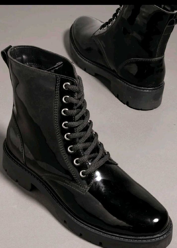 Black Patent Leather Boots