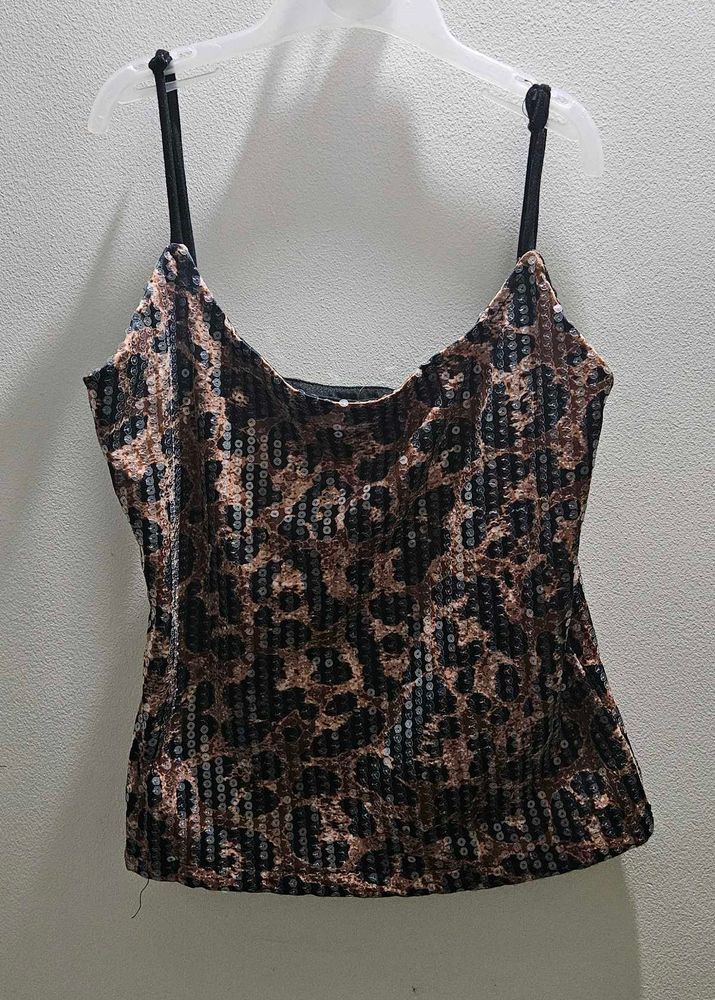 Good Days New York Sequin Leopard Cami Top