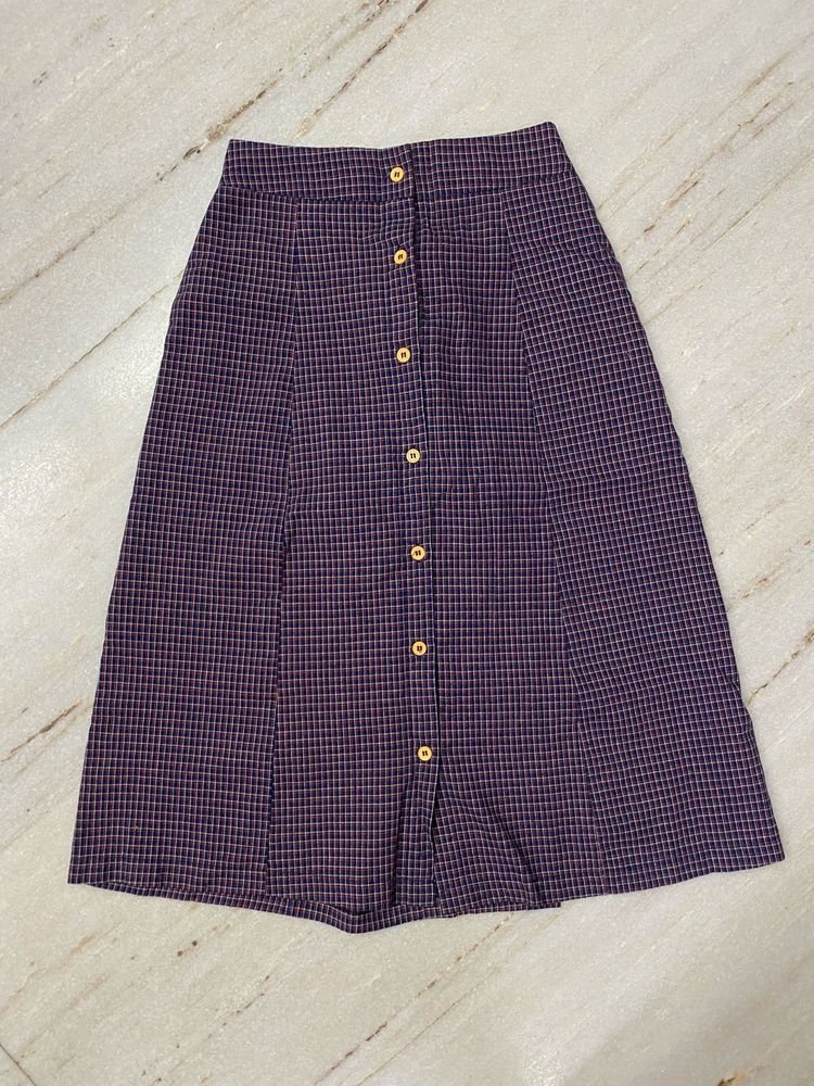 Buttoned A-Line Skirt