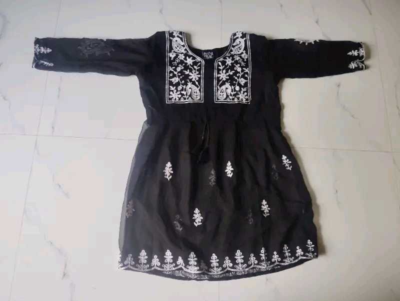 Black Embroidered short kurtii