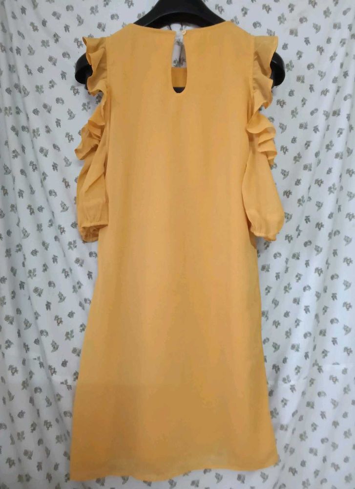 Yellow Ruffle Sleeve Dress