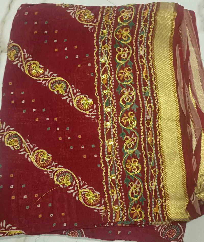 Elegant Maroon Embroidered Saree