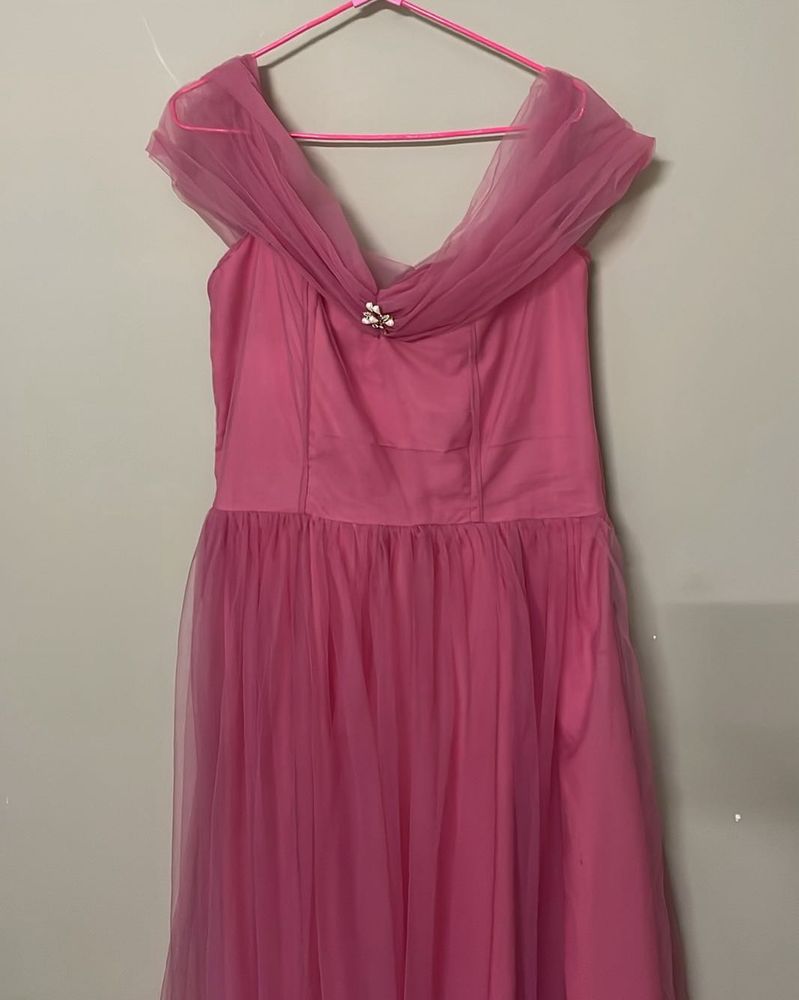 Off  Shoulder Tulle Maxi Dress