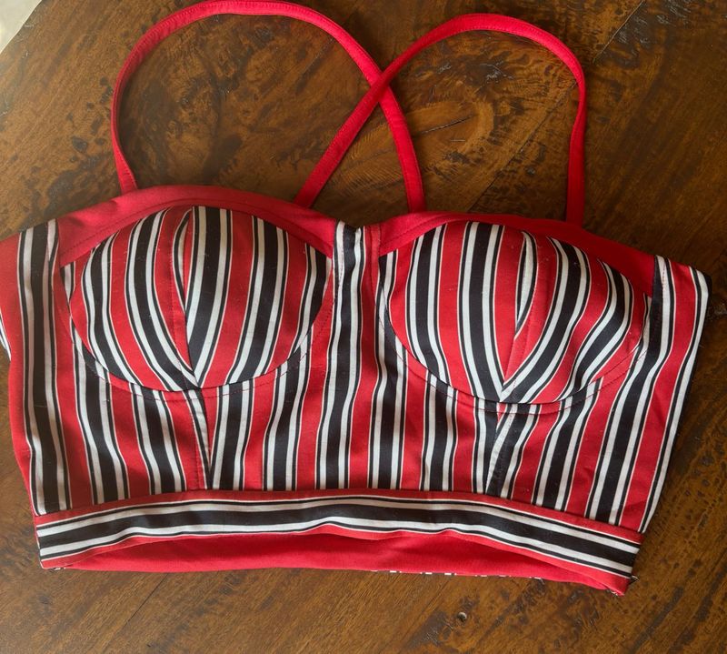 Striped Bustier Crop Top