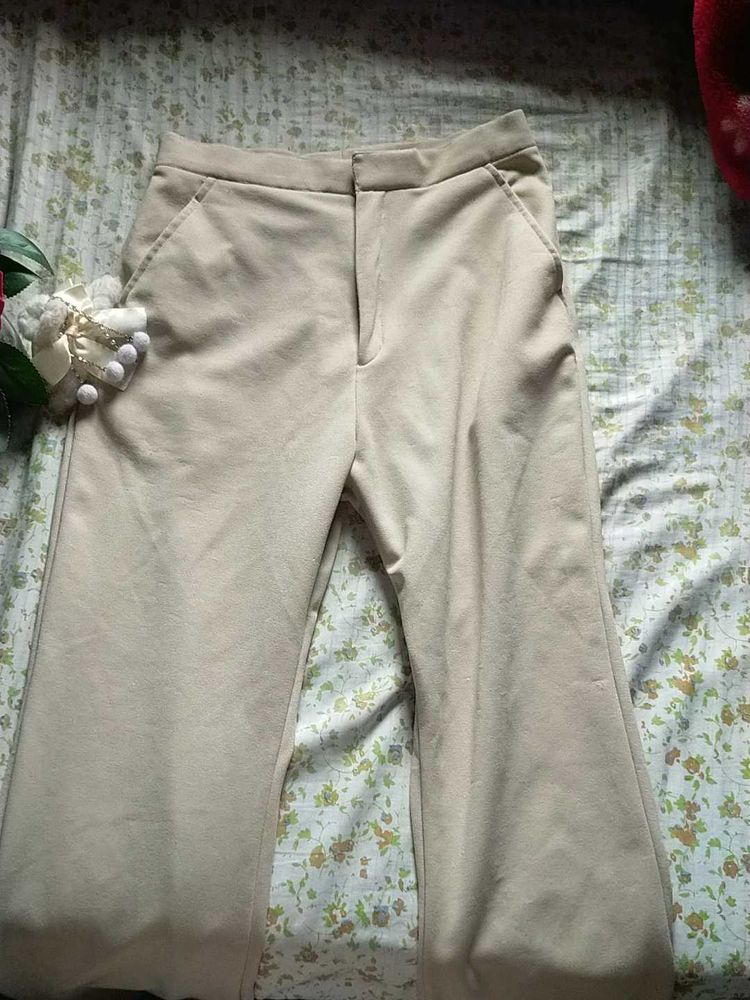 Wide Leg Beige Pants