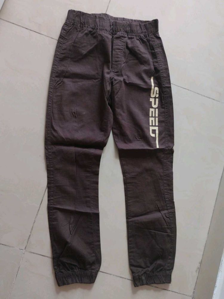 Boys Brown Jogger Pants - &#34;SPEED&#34; Detail