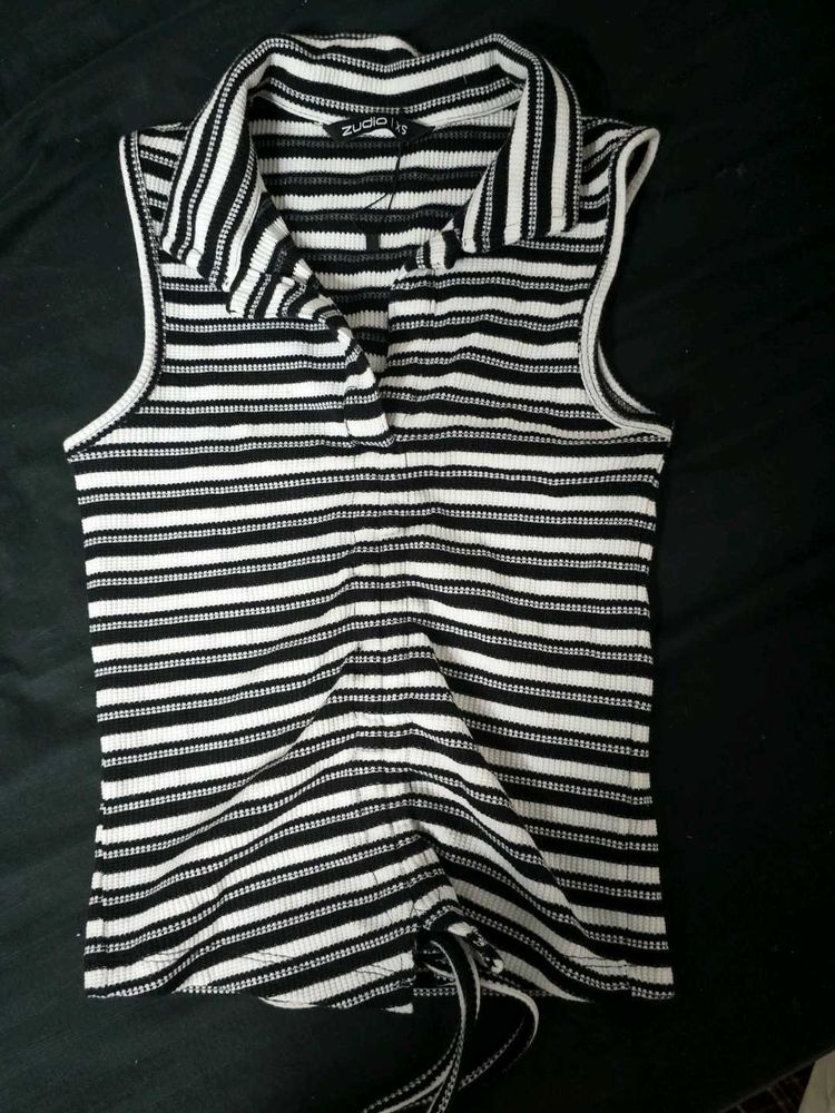 Striped Sleeveless Zudio Crop Top