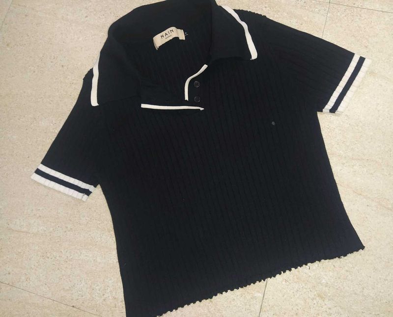 Black NAIN Polo Top