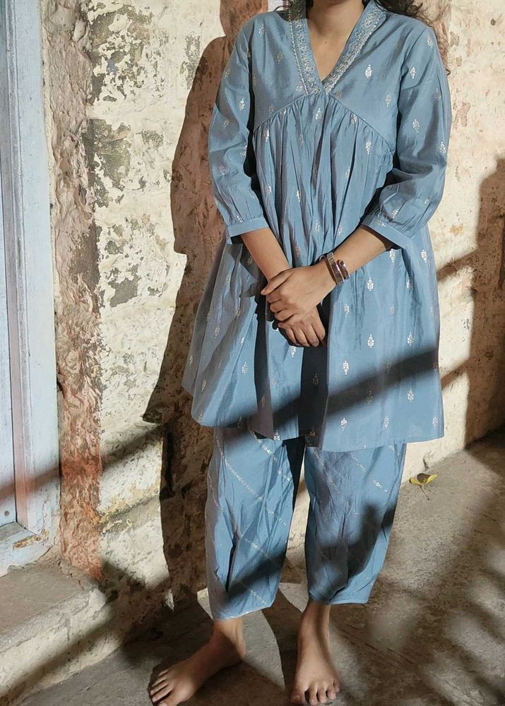 Fusion Kurti dhoti embalishment set