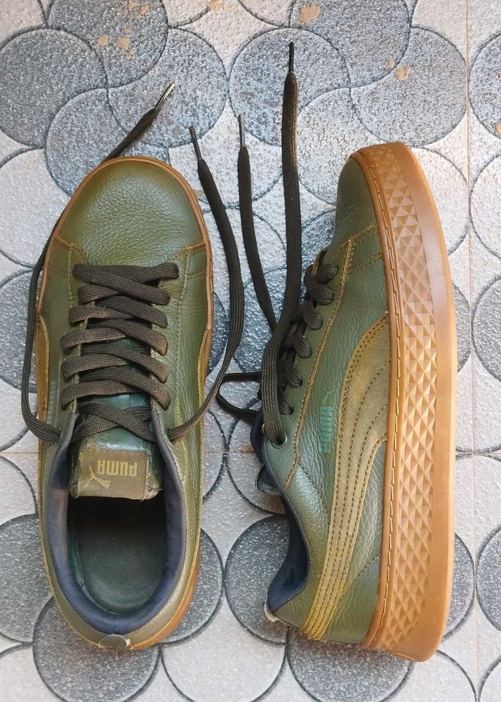 Puma Olive Green Platform Sneakers