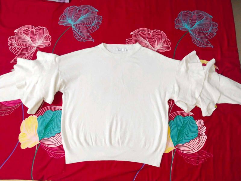 White Ruffle Sleeve Top – Elegant &amp; Chic
