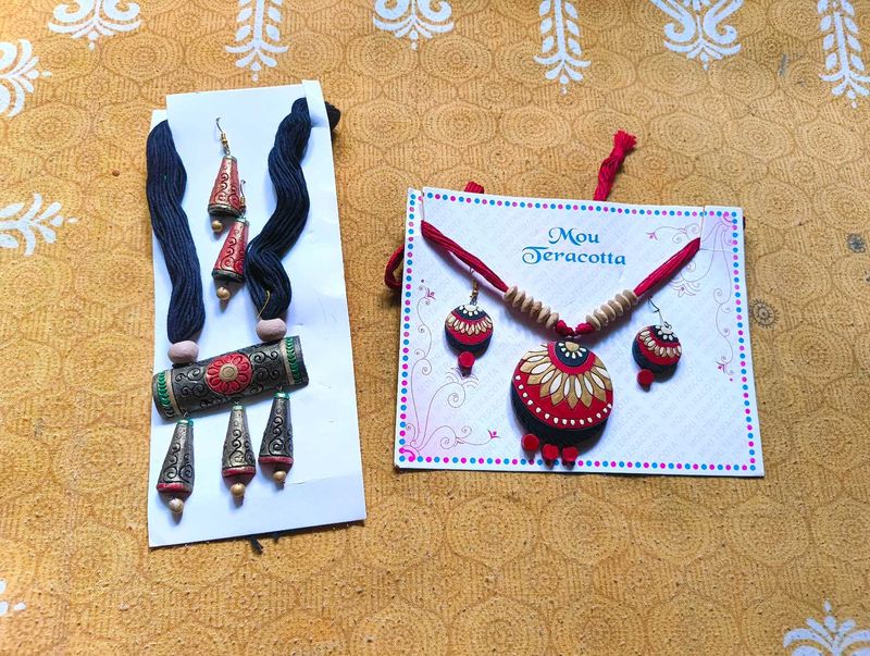 Terracotta Necklace Set Of 2