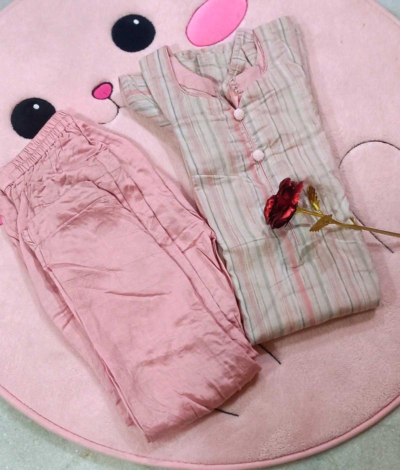 Pink Striped Pajama Set