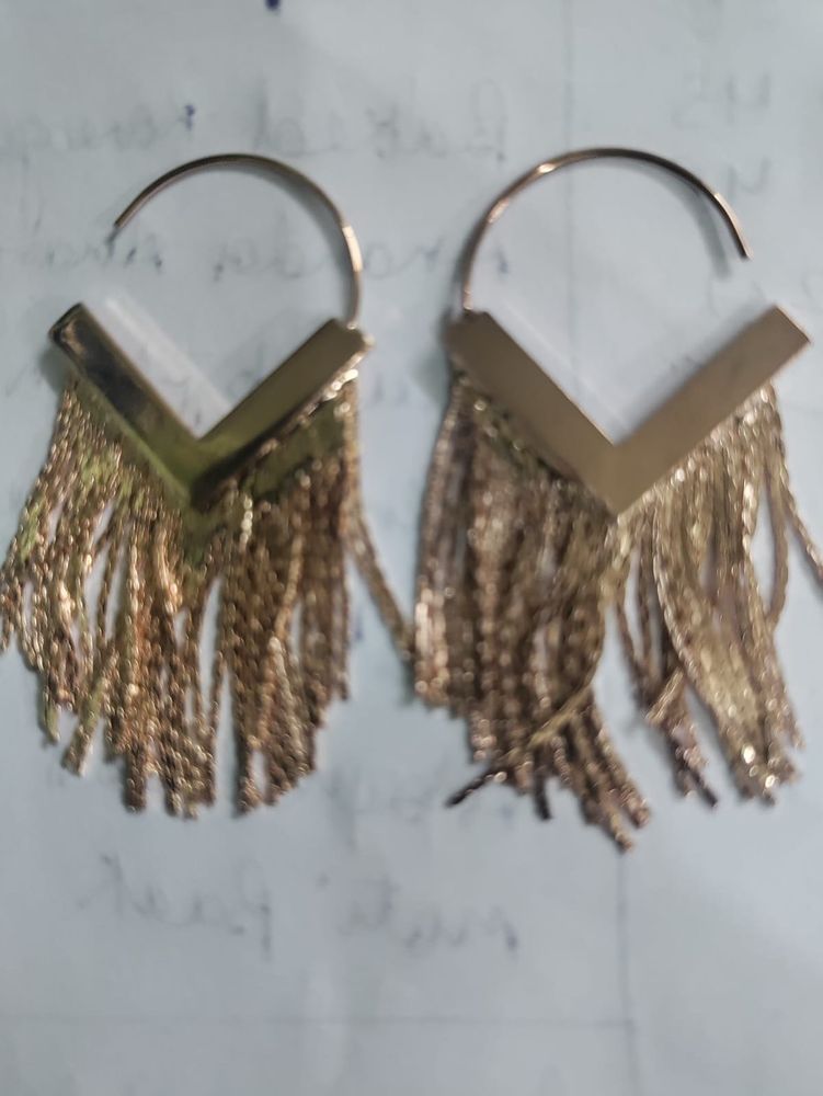Anti Tarnish Chic Gold-Tone Fringe Hoop Ear