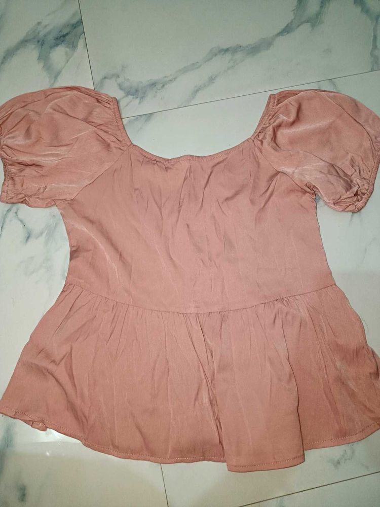 Cute Pink Peplum Top For Women