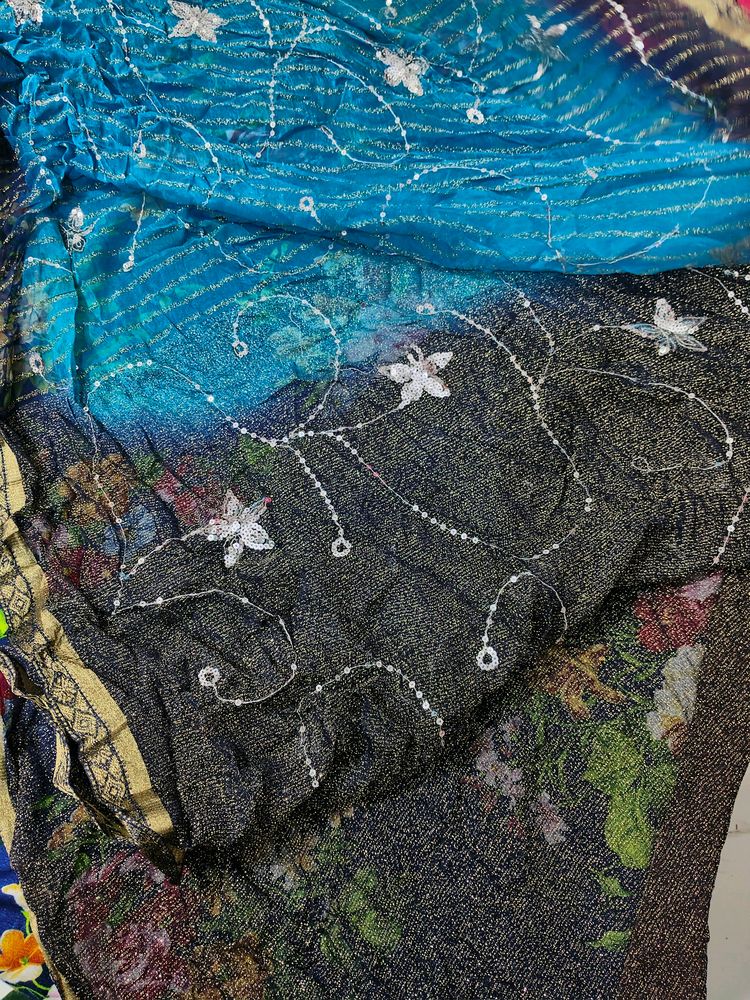 Brand New Saree With Attached Blouse And Peticoat