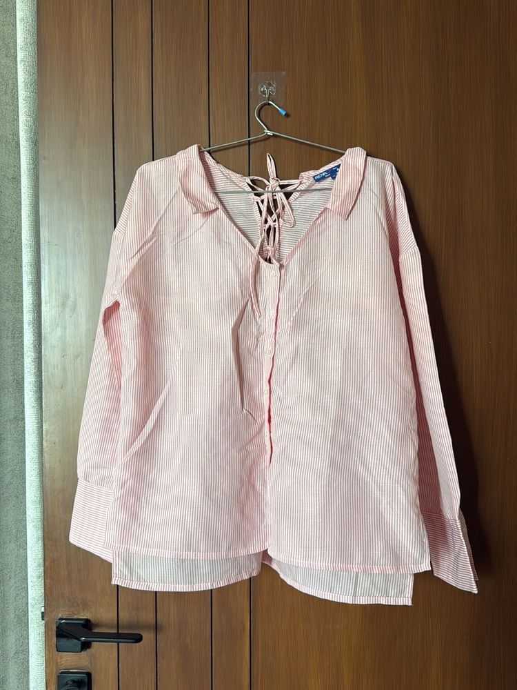 Stylish Pink And White Stripes Shirt