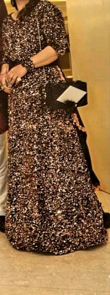 Party Gown With Long TRAIL and Duppatta Mask