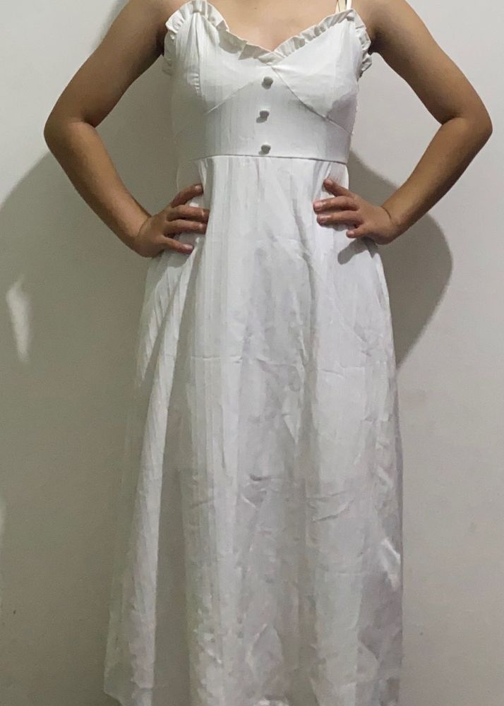 Elegant White Midi Dress| In Great Condition