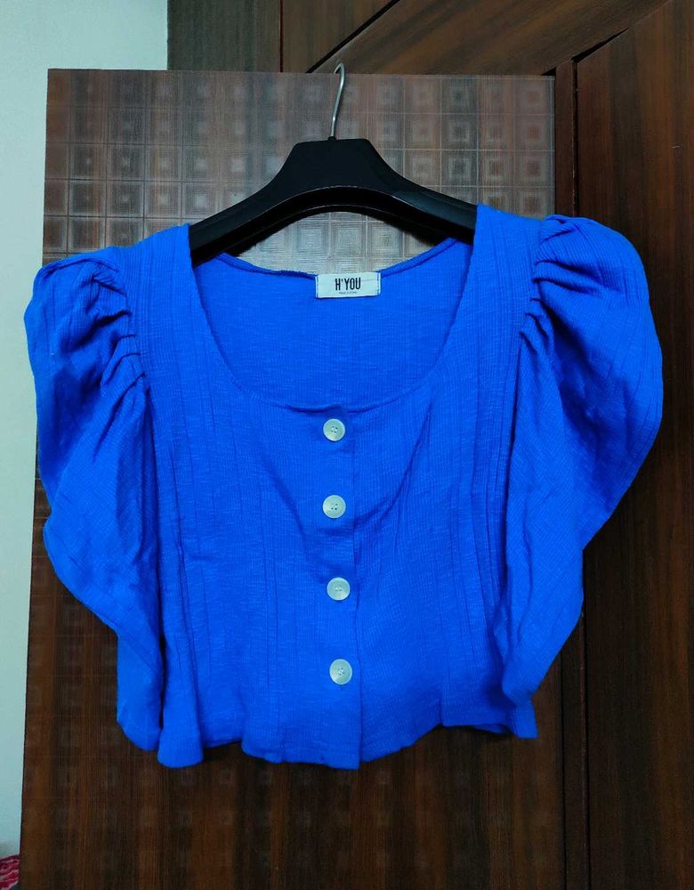 Blue Puff Sleeve Top
