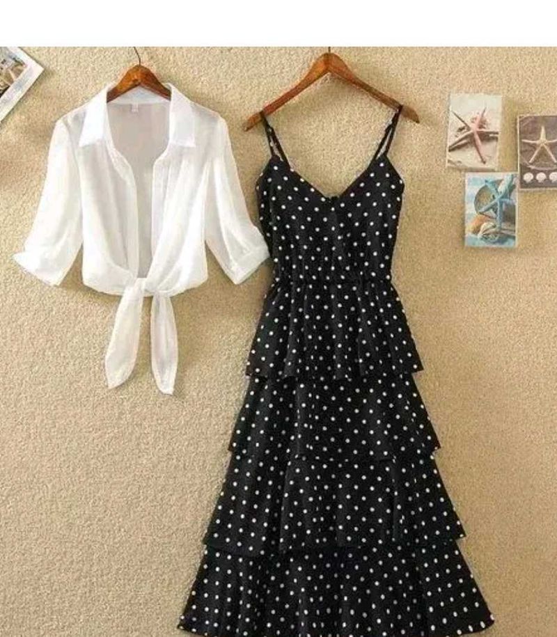 Black And White Polka Dot Midi Dress