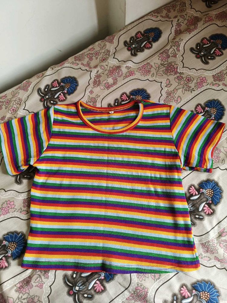 Rainbow Striped Tee
