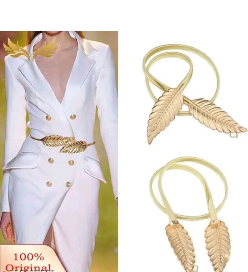 Golden Leaf Belt For Saree Dresses