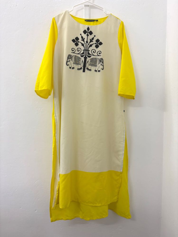Yellow &amp; White Kurta