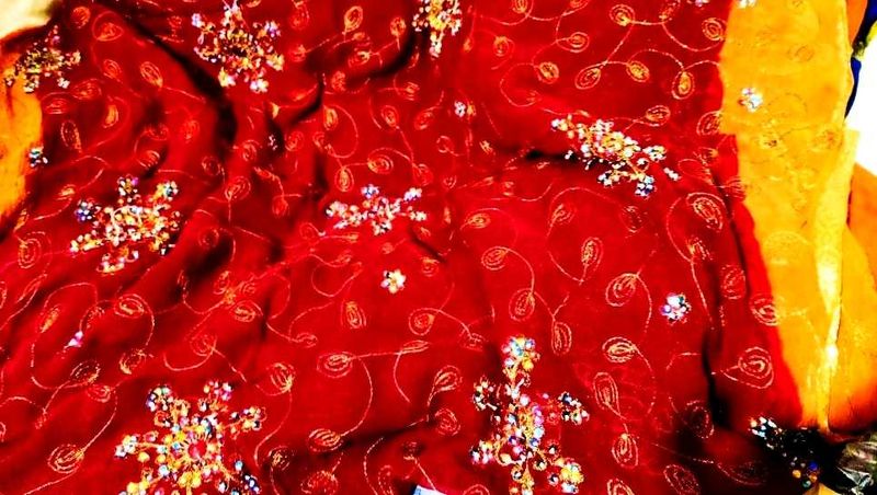 Embroidered Red Sari