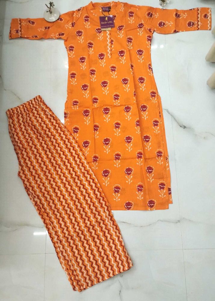 Brand New Orange Kurta Set (GoSriKi)