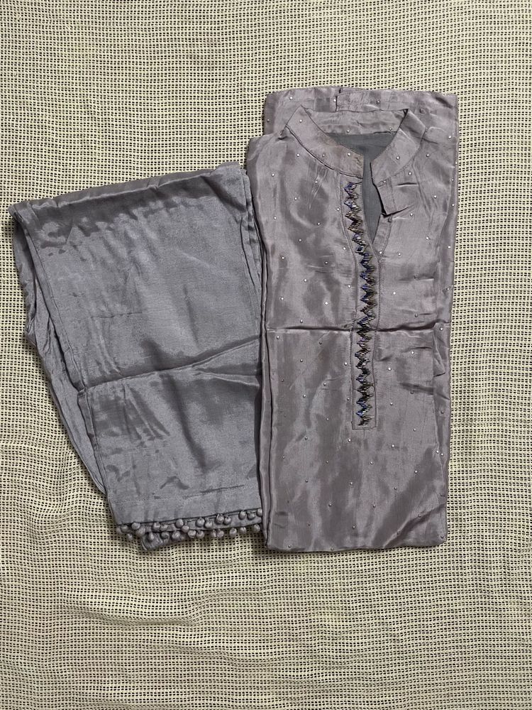 Grey Embellished Suit
