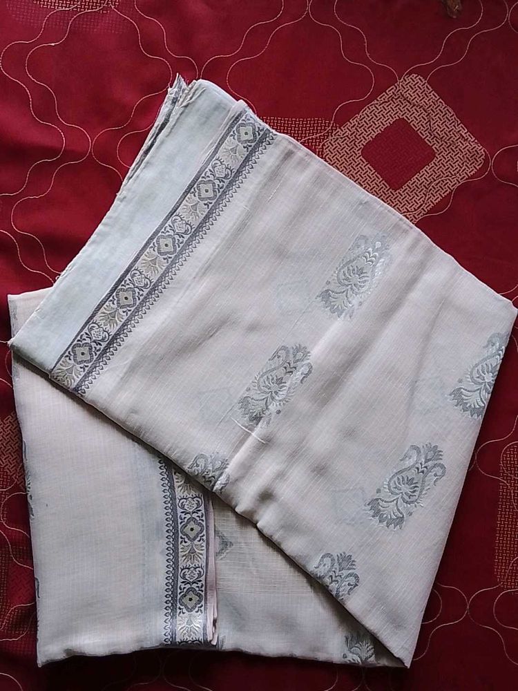 Kota Doria Saree With Silk Embroidery