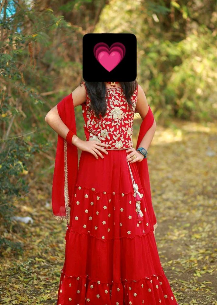 Red Embroidered Lehenga Choli Set