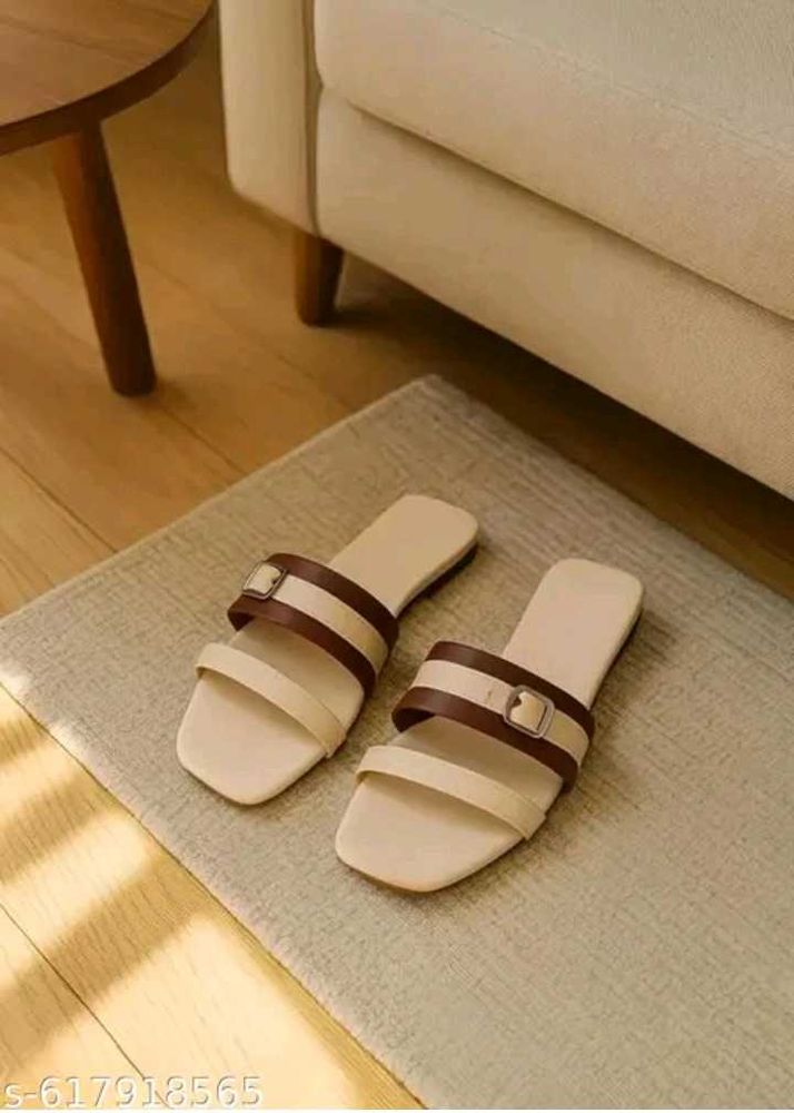 Stylish Beige &amp; Brown Slides