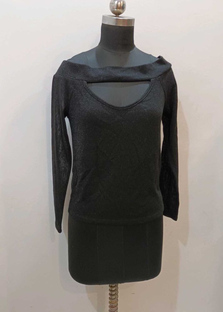 Shiny Parrtwear Type Off Shoulder Top